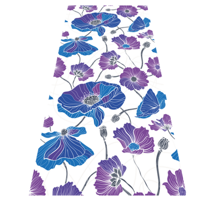 Tapis vinyle fleurs et plantes bleues et violettes - TenStickers