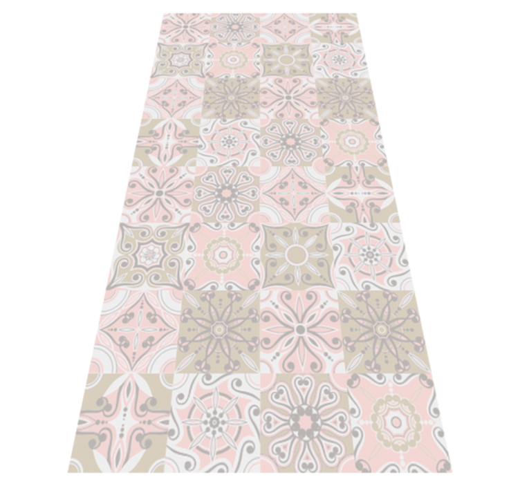 Tapis vinyle cuisine carreaux roses et gris - TenStickers