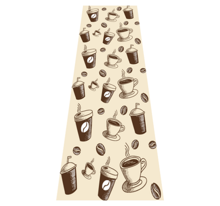 Tapis vinyle cuisine motif tasses et grains de café - TenStickers