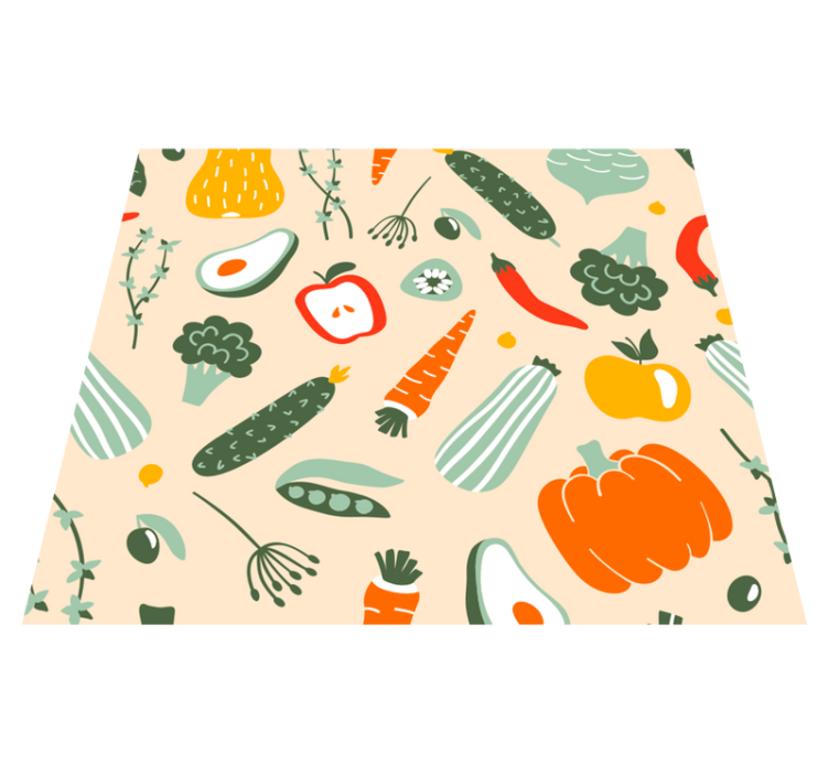 Tapis vinyle cuisine motif alimentaire beige - TenStickers