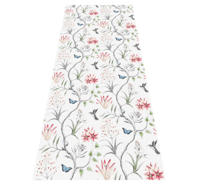 Tapis vinyle chambre branches de fleurs papillons - TenStickers