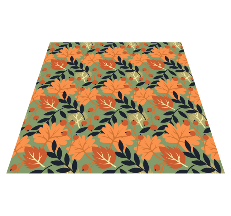 Tapis vinyle fleurs et plantes grandes feuilles d'automne - TenStickers