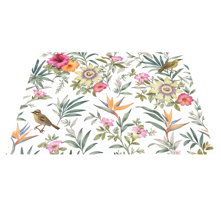 Tapis vinyle chambre design floral bleu - TenStickers