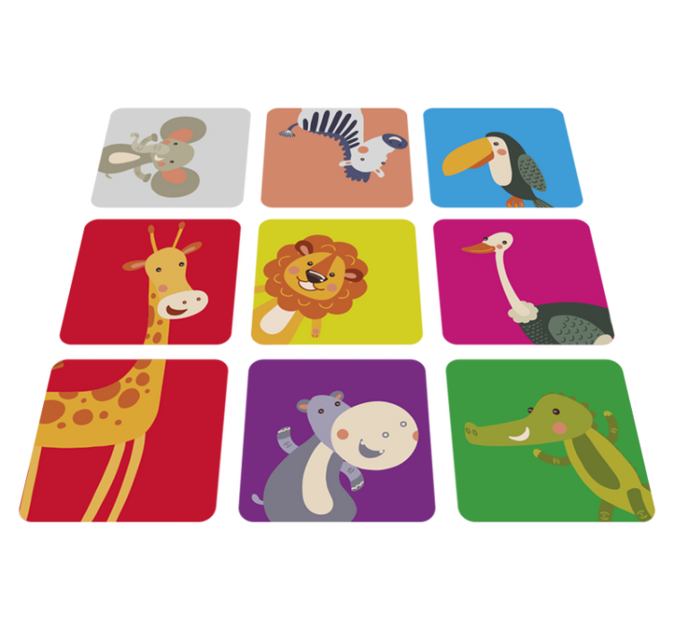 Tapis vinyle pour enfants animaux carrés - TenStickers