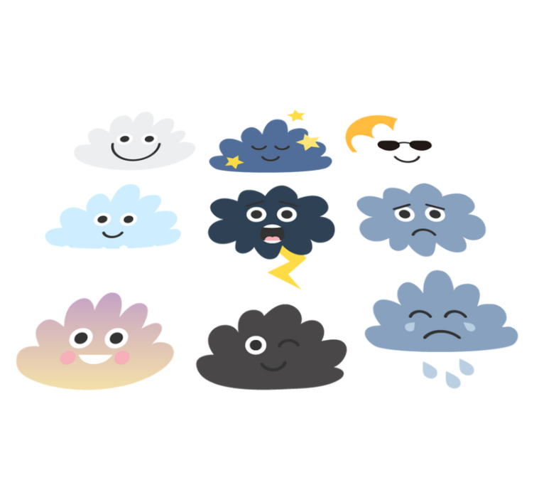 Tapis vinyle pour enfants nuages avec visages - TenStickers
