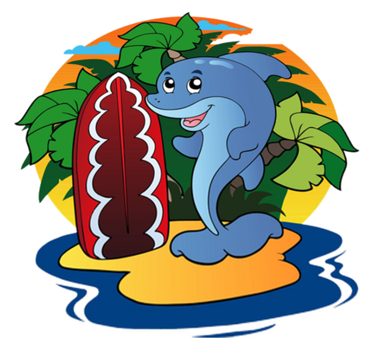 Tapis vinyle pour enfants dauphin avec windsurf - TenStickers