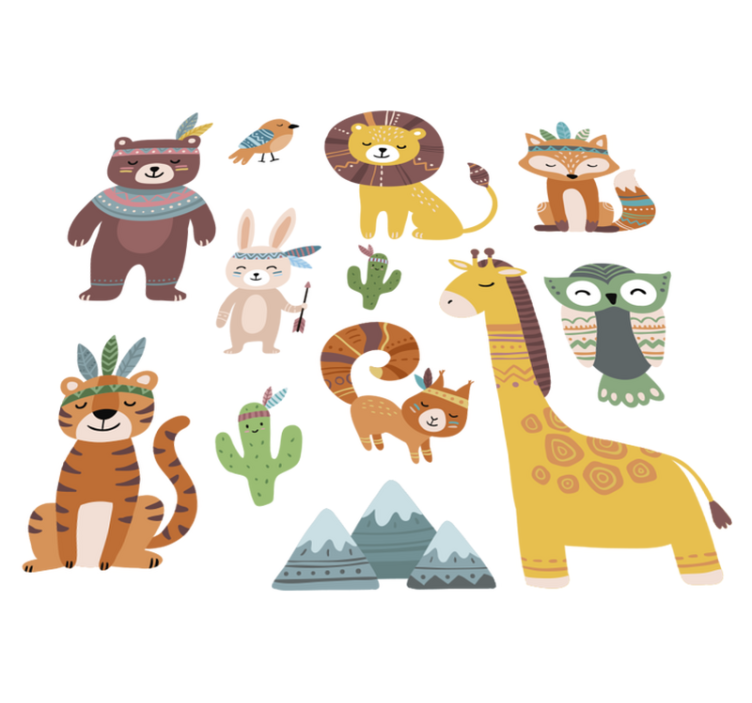 Tapis vinyle pour enfants animaux tribaux drôles - TenStickers