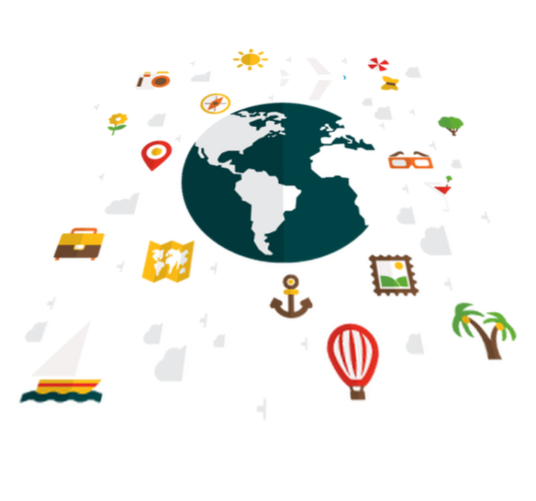 Tapis vinyle chambre un monde de voyage - TenStickers