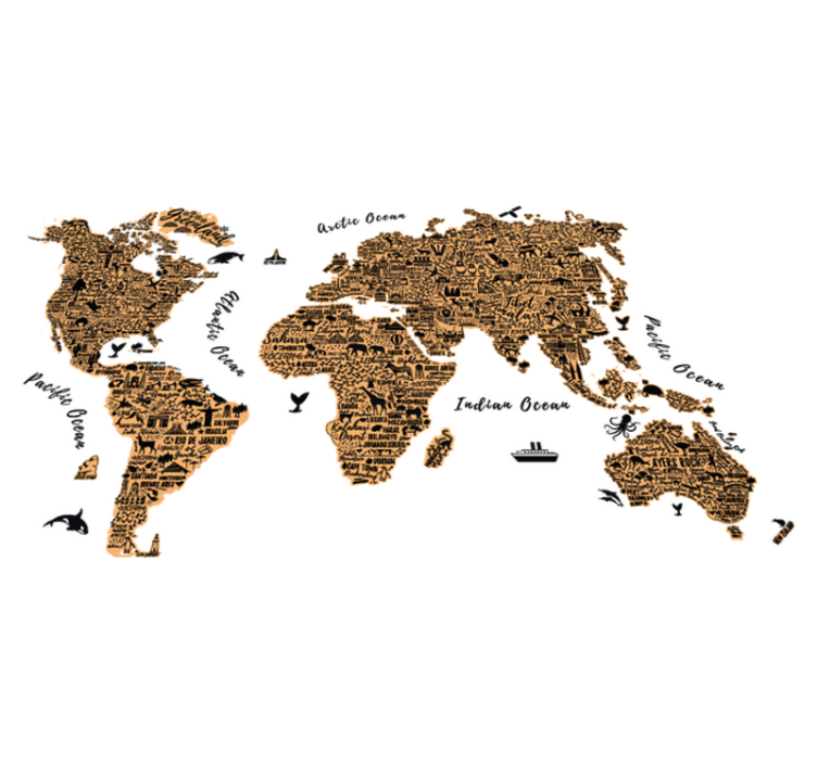 Tapis vinyle carte du monde avec textes profilés - TenStickers