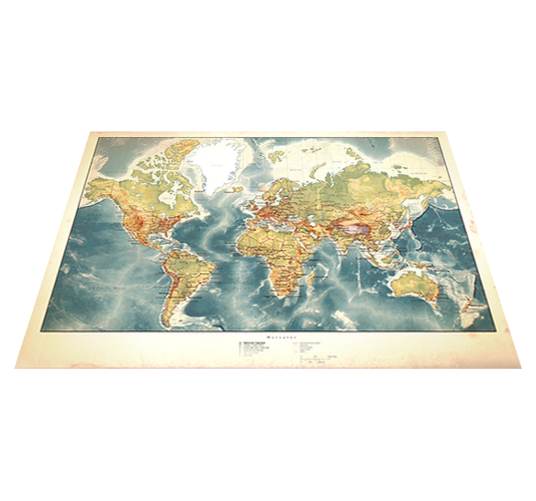 Tapis vinyle carte du monde vieillie - TenStickers