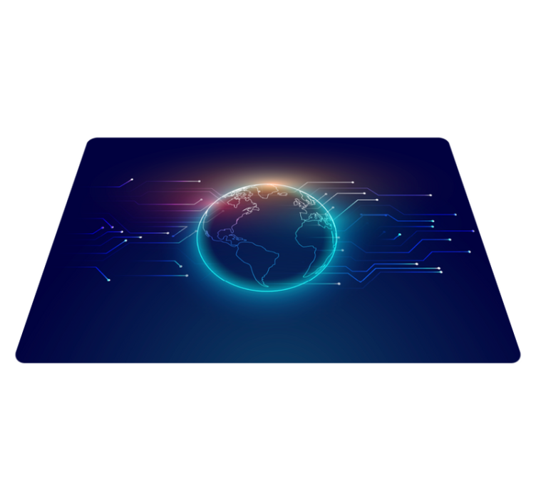 Tapis vinyle carte du monde géométrique télécommunication - TenStickers