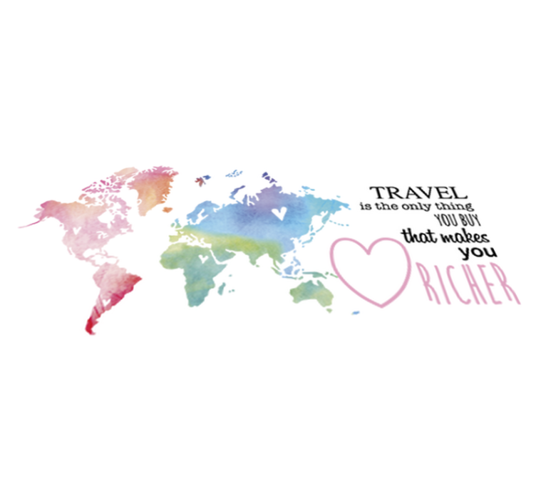 Tapis vinyle carte du monde et texte sur voyager en - TenStickers