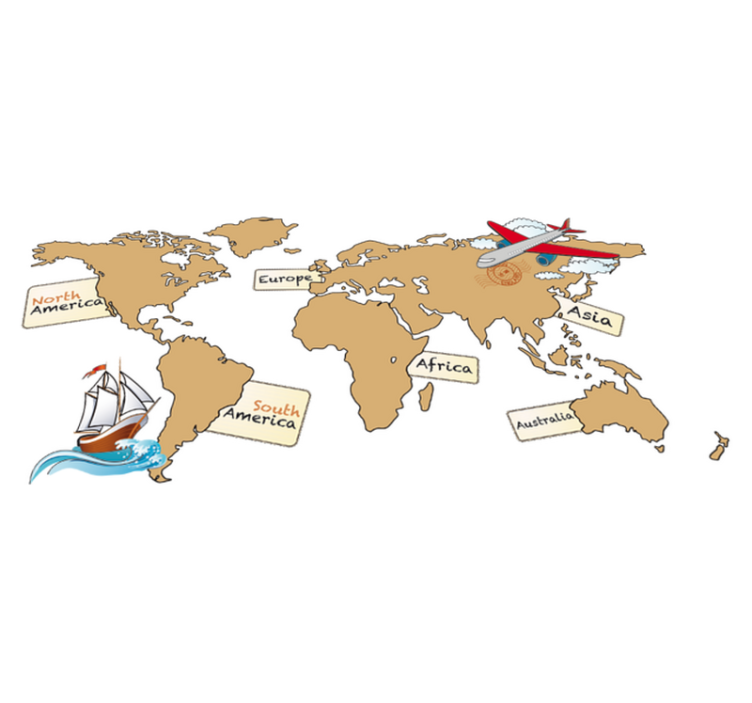 Tapis vinyle carte du monde continents anglais - TenStickers