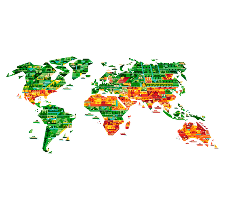 Tapis vinyle carte du monde design géométrique - TenStickers