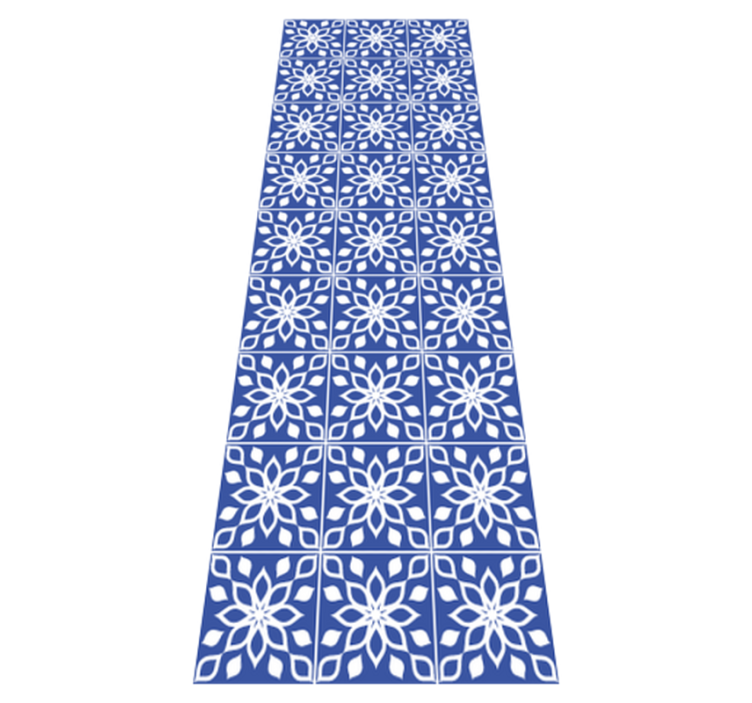 Tapis vinyle salle de bain motif carreaux bleus - TenStickers