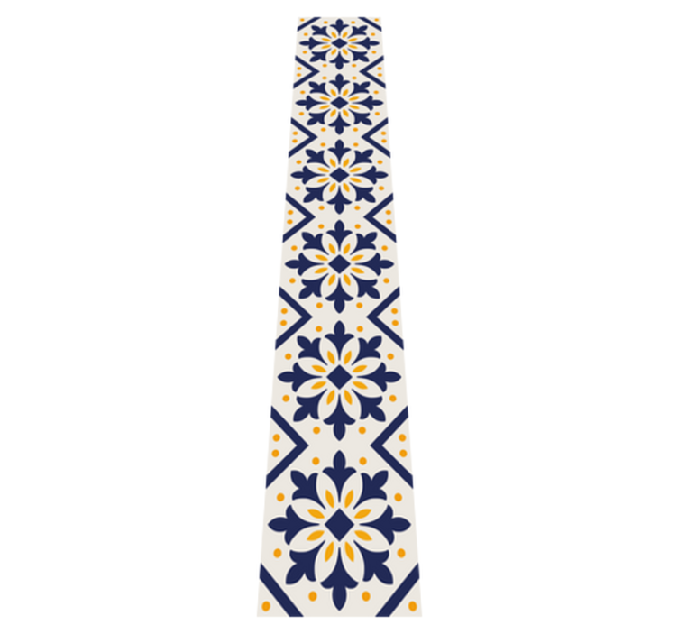 Tapis vinyle cuisine bleu avec carreaux portugais jaunes - TenStickers