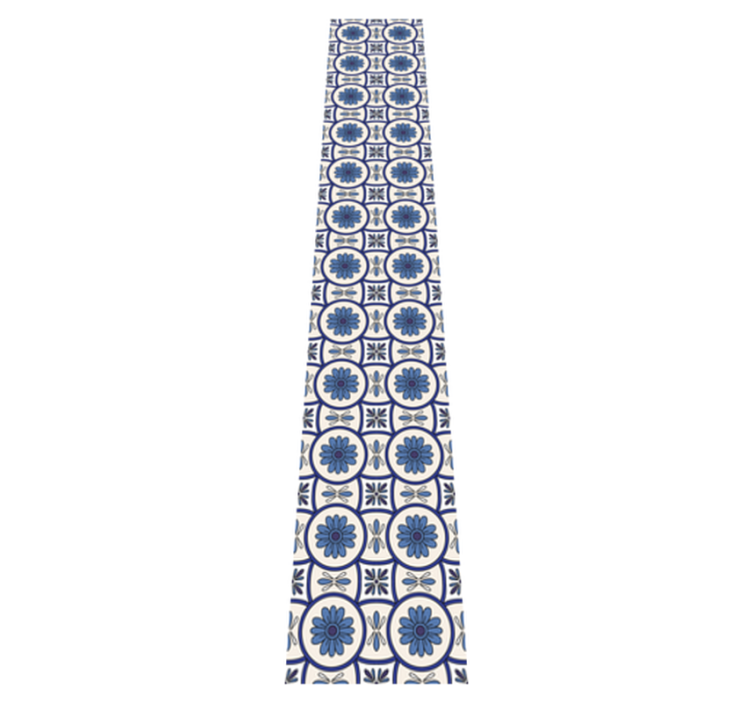 Tapis vinyle cuisine carreau portugais fleur bleue - TenStickers