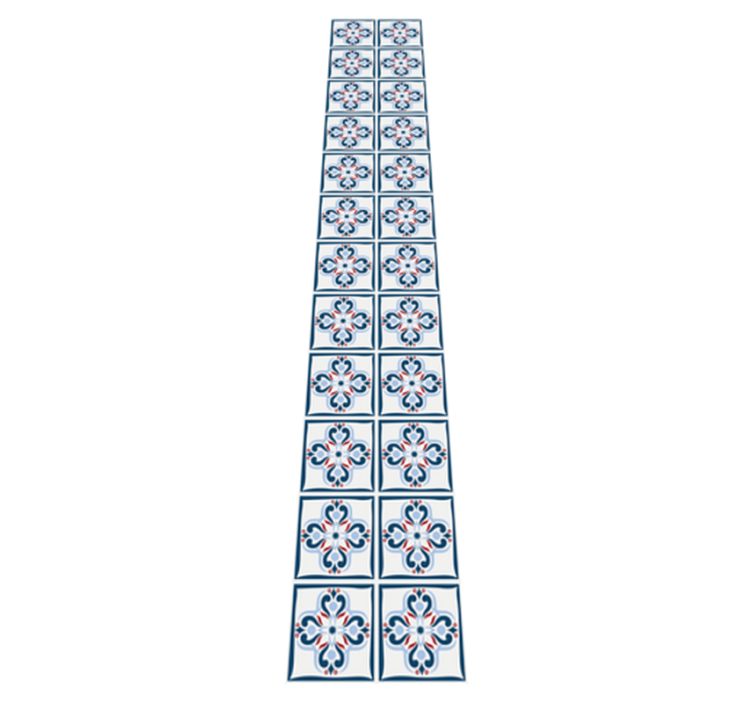 Tapis vinyle cuisine carreaux portugais bleus et rouges - TenStickers
