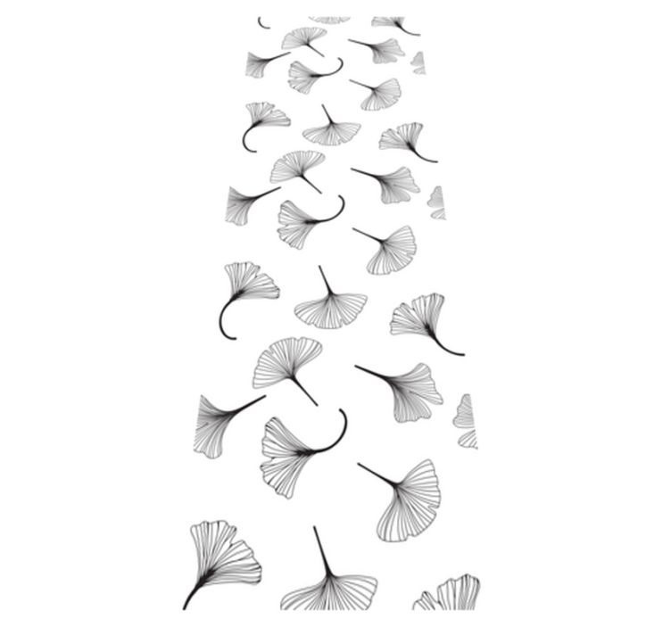 Tapis vinyle bureau motif feuilles de ginkgo noir - TenStickers
