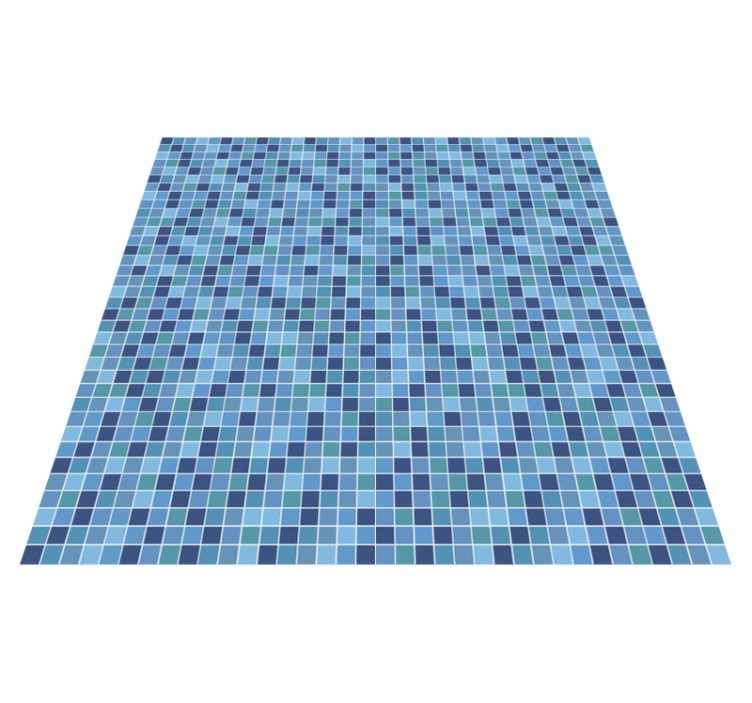 Tapis vinyle géométrique motif petits carreaux bleus - TenStickers