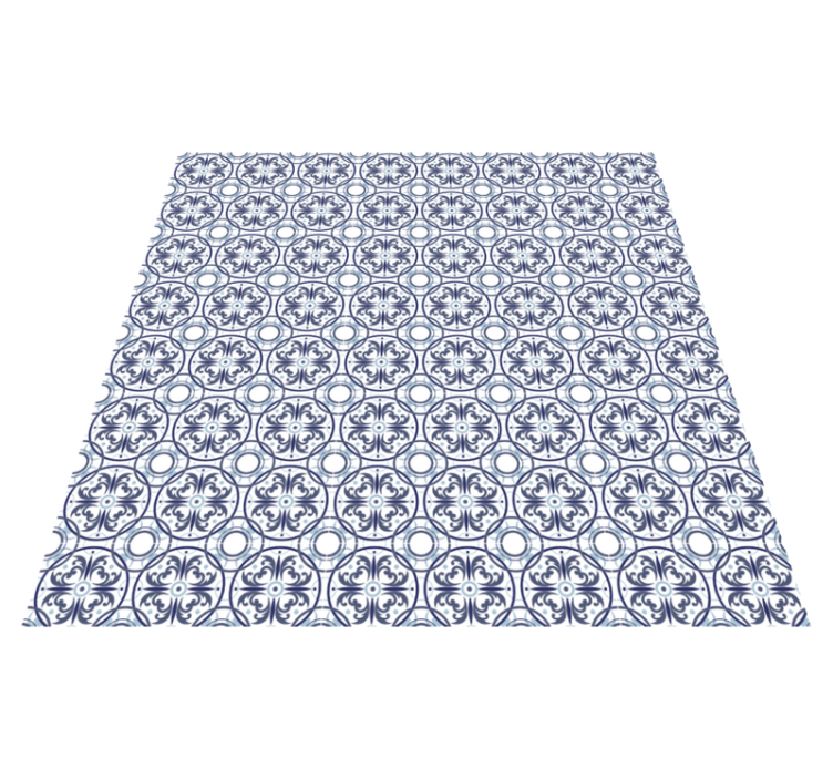 Tapis vinyle carreaux de ciment effet carrelage rond et bleu - TenStickers