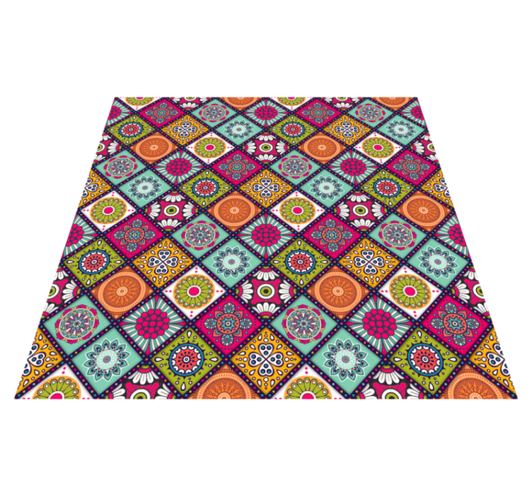 Tapis vinyle mandala motif carreaux colorés - TenStickers