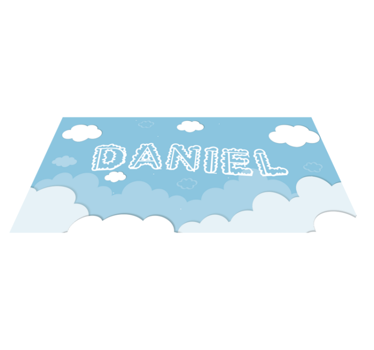 Tapis vinyle chambre enfant ciel bleu et nuages avec nom - TenStickers