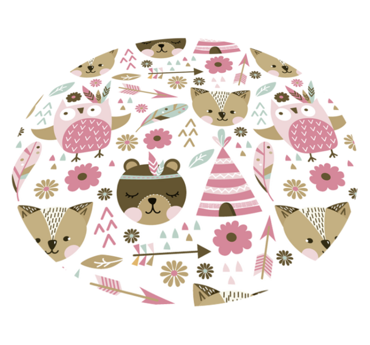 Tapis vinyle rond modèles d'animaux pour enfants - TenStickers