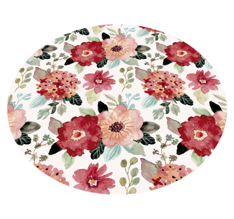 Tapis vinyle fleurs et plantes motif de cercle floral - TenStickers