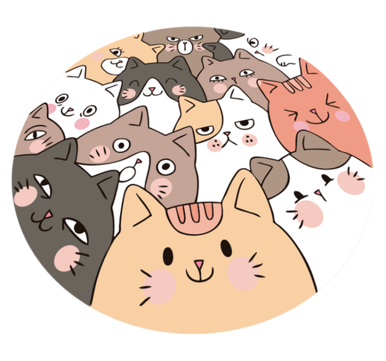 Tapis vinyle animal visages de chat de dessin animé - TenStickers