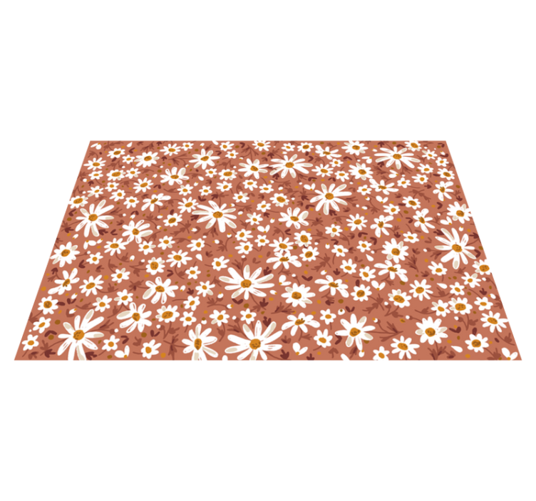 Tapis vinyle des années 70 fleur de marguerite sur fond orange - TenStickers