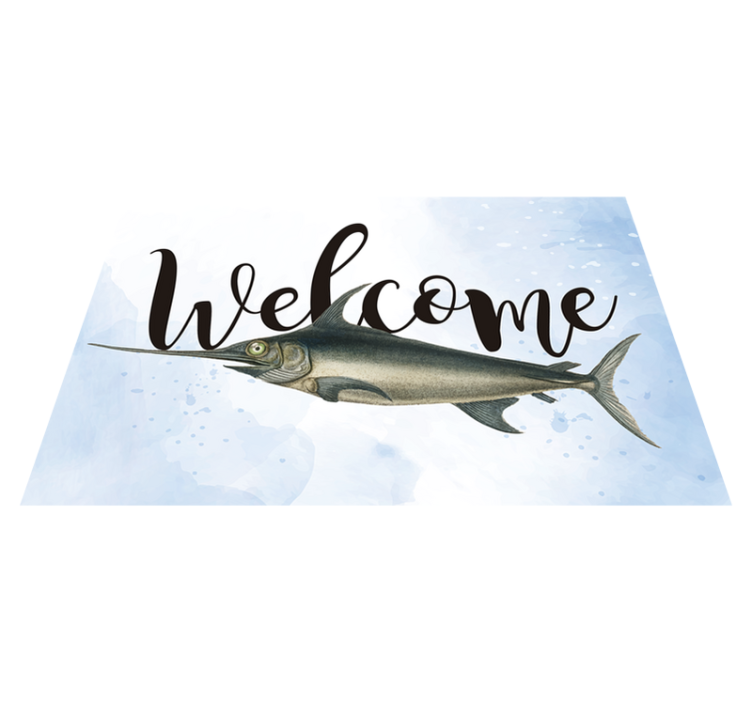 Tapis vinyle citation illustration de poisson de bienvenue - TenStickers
