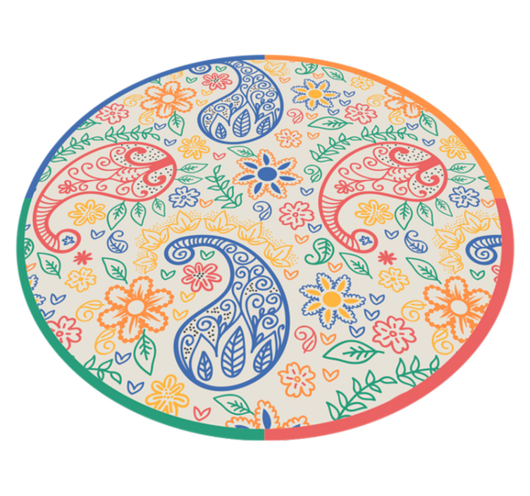 Tapis vinyle fleurs et plantes motifs floraux cachemire - TenStickers