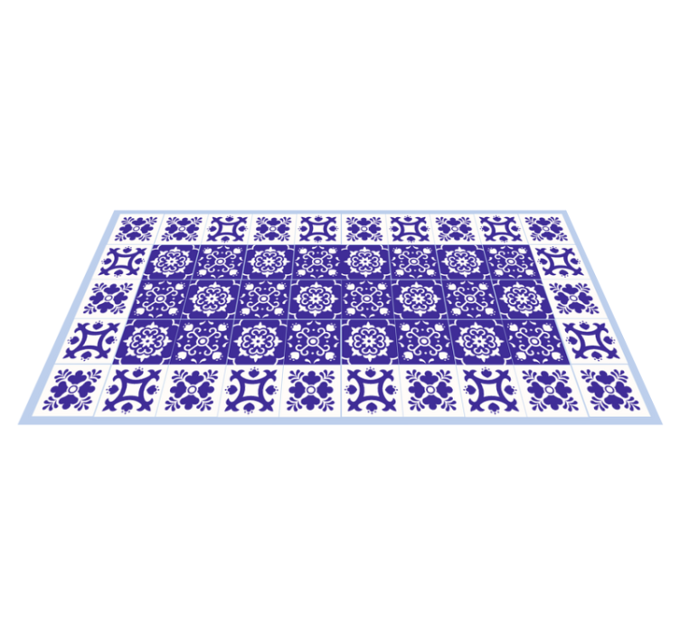 Tapis vinyle salle de bain motif en céramique bleue - TenStickers
