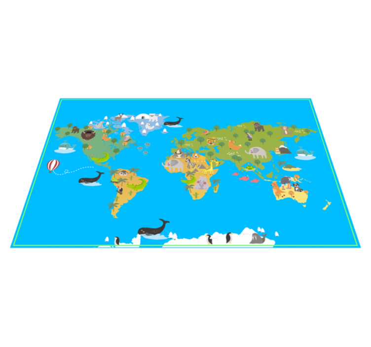 Tapis vinyle carte du monde univers éducatif - TenStickers