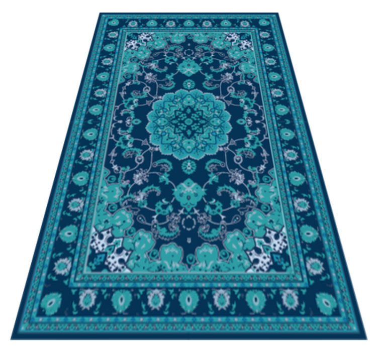 Tapis vinyle mandala motif tons bleus - TenStickers