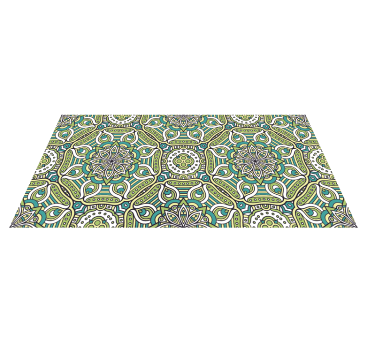 Tapis vinyle mandala motif turquoise et vert - TenStickers