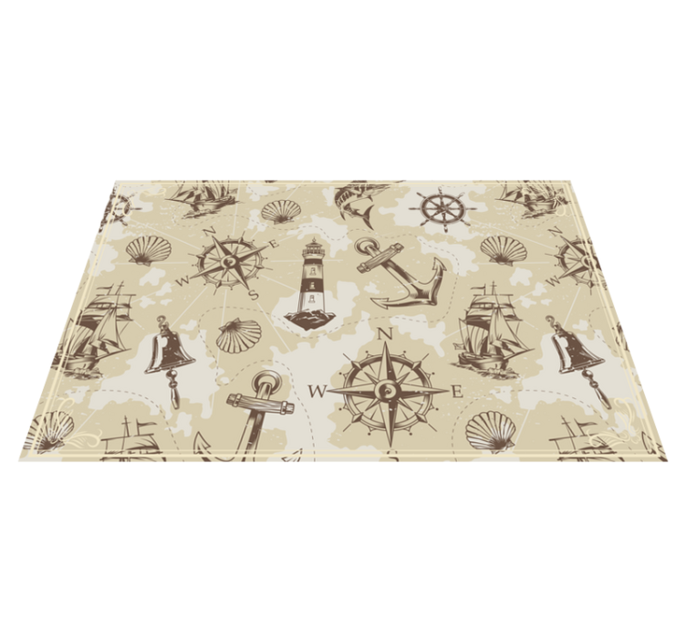 Tapis vinyle rétro motifs d'exploration nautique - TenStickers