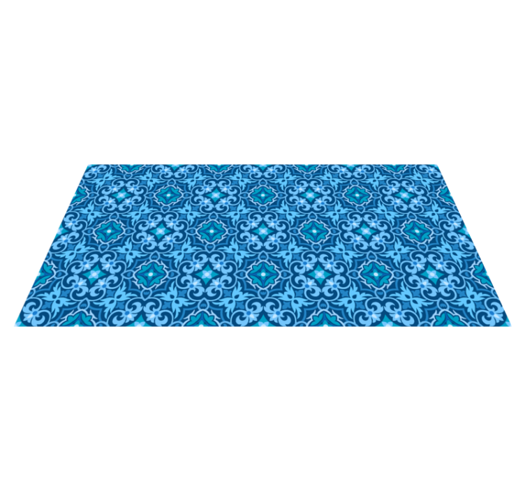 Tapis vinyle carreaux de ciment motif bleu ornemental - TenStickers
