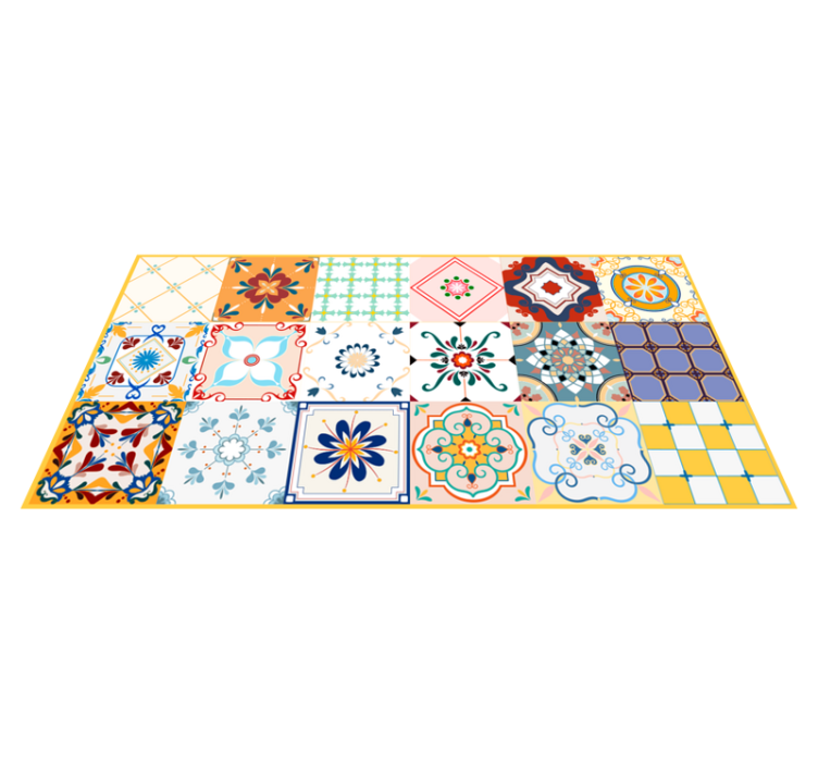 Tapis vinyle carreaux de ciment motifs de tuiles en mosaïque - TenStickers
