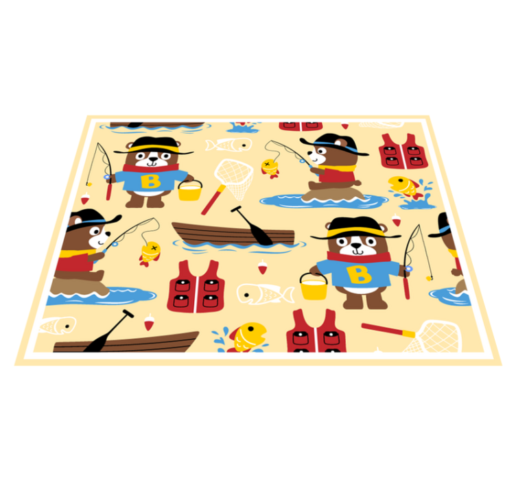 Tapis vinyle pour enfants aventure d'ours à la pêche - TenStickers