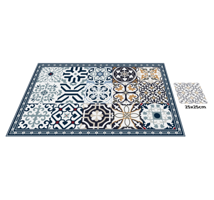 Tapis vinyle carreaux de ciment tuiles ornées - TenStickers