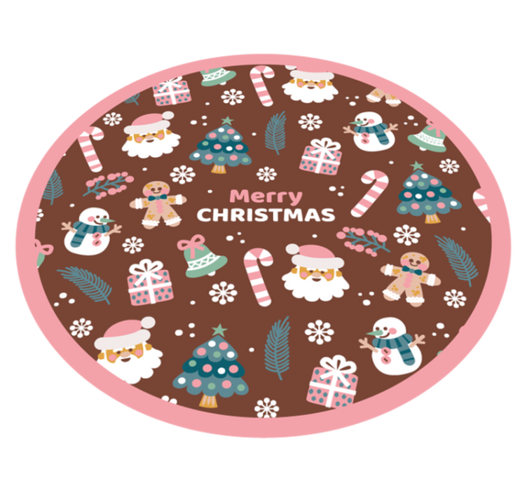 Tapis vinyle noël cercle rond festif - TenStickers