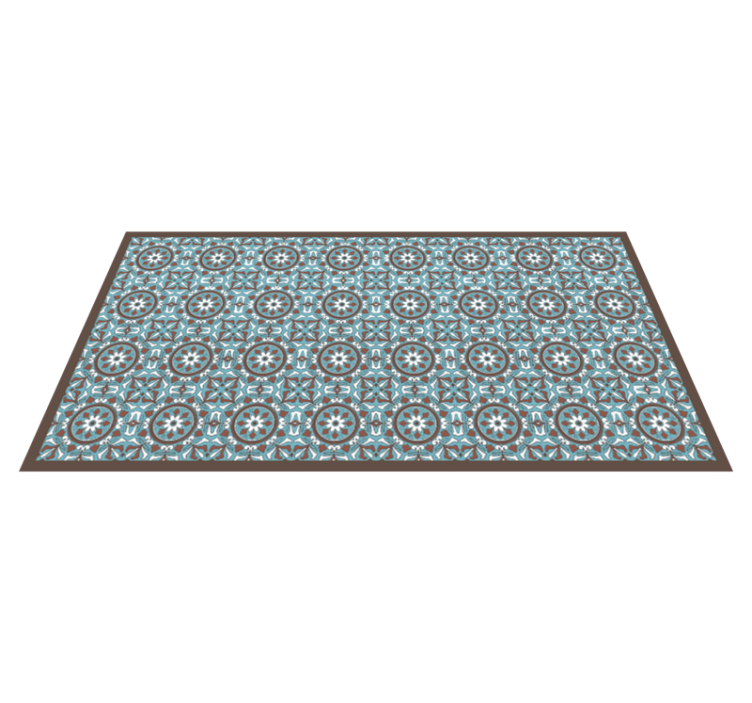 Tapis vinyle carreaux de ciment motif fleuri - TenStickers