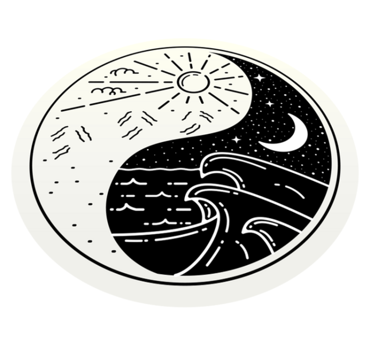 Tapis vinyle nordique océan yin yang - TenStickers