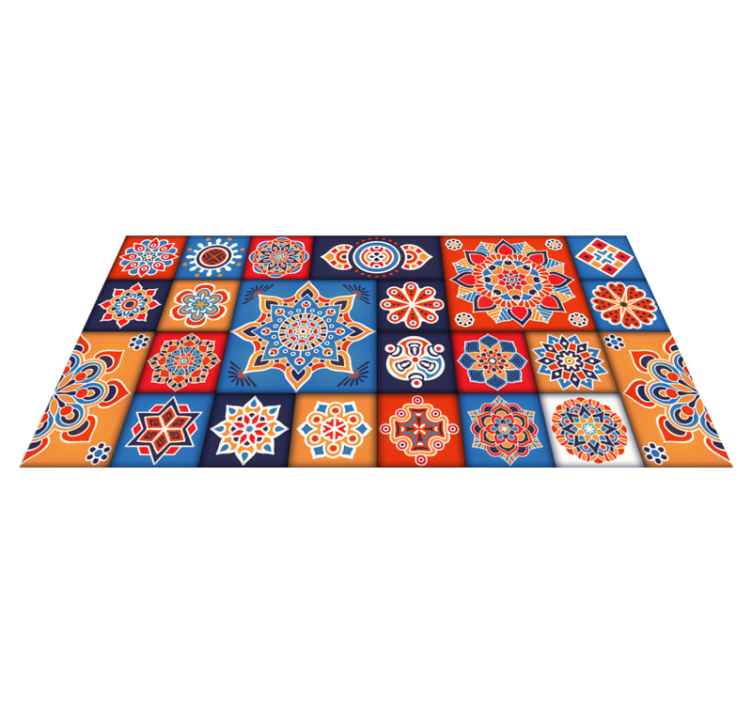Tapis vinyle carreaux de ciment tuiles de mandala colorées - TenStickers