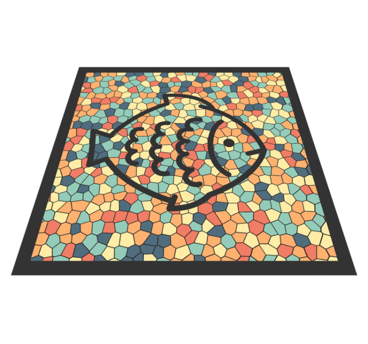 Tapis mosaique vinyle motif de poisson en mosaïque - TenStickers