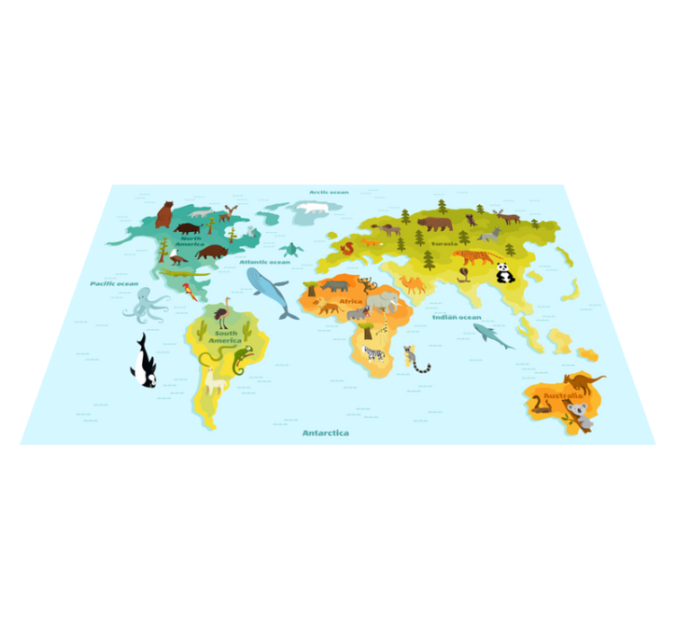 Tapis vinyle carte du monde carte éducative - TenStickers