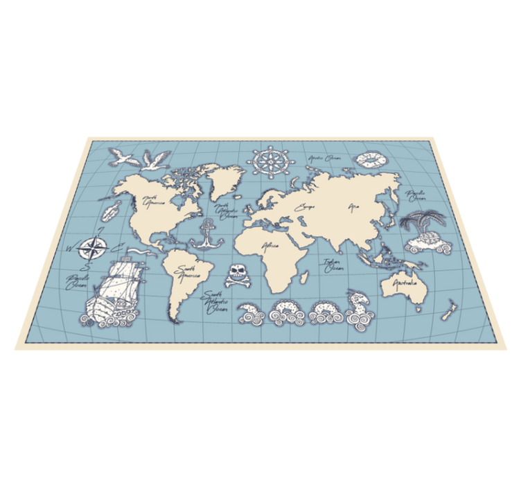 Tapis vinyle carte du monde carte maritime du monde - TenStickers
