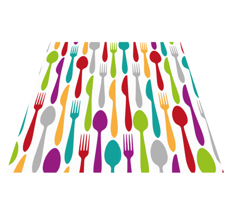 Tapis vinyle cuisine motif de couverts colorés - TenStickers